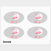 Flamingo Liefde sticker ovaal (Vel)