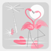 Flamingo Liefde sticker vierkant (Voorkant)