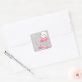 Flamingo Liefde sticker vierkant (Envelop)