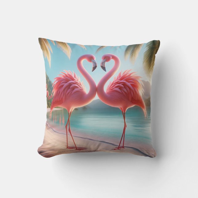 Flamingo Liefde Tropische Kust Kussensloop Kussen (Voorkant)