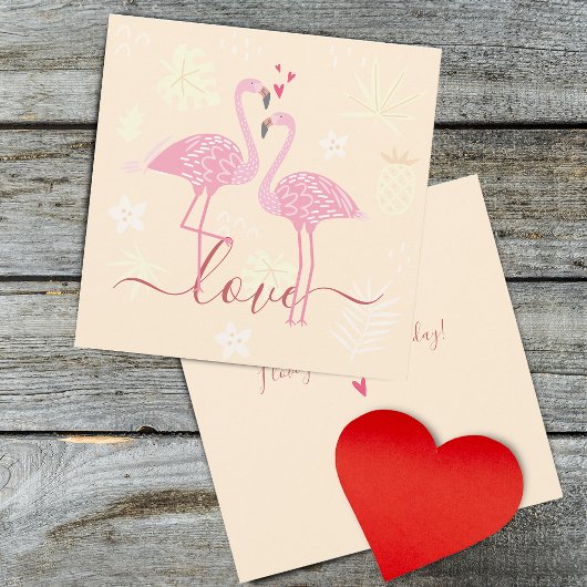 Flamingo Liefde Valentijns Plat Kaart