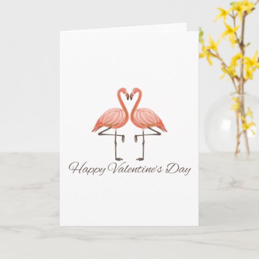 Flamingo Liefde Valentijnsdag Kaart (Gele Bloem)