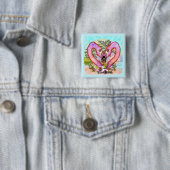 Flamingo Liefde Vierkante Button 5,1 Cm (In situ)
