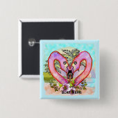 Flamingo Liefde Vierkante Button 5,1 Cm (Voorkant /achterkant)