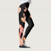 Flamingo liefde, zwart aangepaste Leggings, hart Leggings (Rechts)