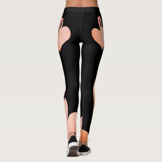 Flamingo liefde, zwart aangepaste Leggings, hart Leggings (Achterkant)