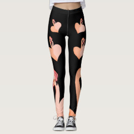 Flamingo liefde, zwart aangepaste Leggings, hart Leggings