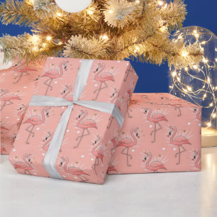 Flamingo Liefdespatroon Valentijn Cadeaupapier