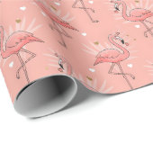 Flamingo Liefdespatroon Valentijn Cadeaupapier (Rol Hoek)