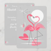 Flamingo Liefdesuitnodiging verticaal Kaart (Voorkant / Achterkant)