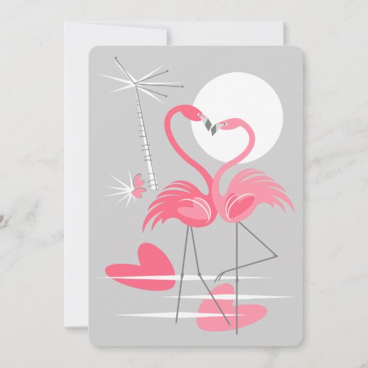 Flamingo Liefdesuitnodiging verticaal Kaart (Voorkant)