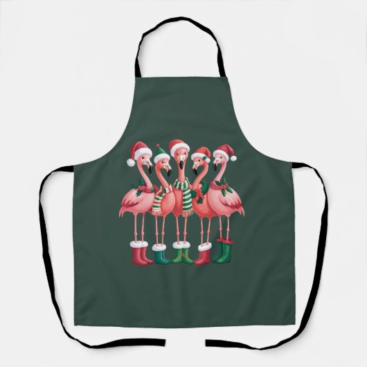 Flamingo Liefhebber Cadeau Kerst Mis Xmas Schort (Voorkant)