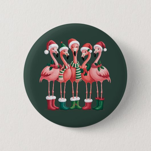 Flamingo Liefhebber Cadeau Kerstmis Prettig Kerstm Ronde Button 5,7 Cm (Voorkant)
