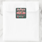 Flamingo Liefhebber Cadeau Kerstmis Prettig Kerstm Vierkante Sticker (Tas)