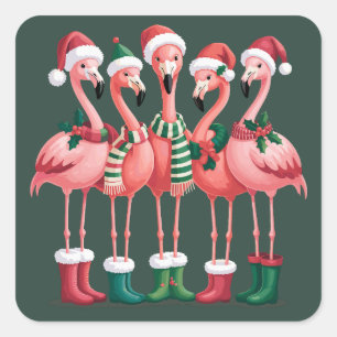 Flamingo Liefhebber Cadeau Kerstmis Prettig Kerstm Vierkante Sticker