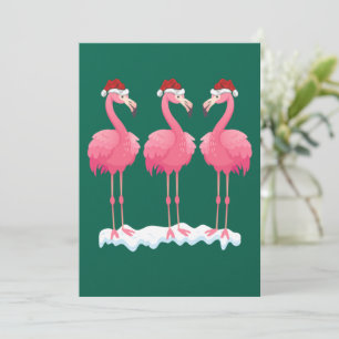 Flamingo Liefhebber Kerstverlichting Kerstman Roze Feestdagenkaart