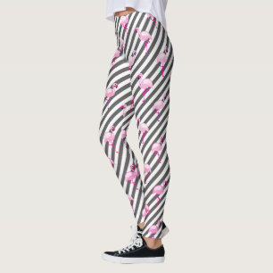 Flamingo Liefhebber Roze Vogel Diagonale Strepen Leggings
