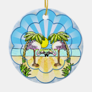 Flamingo-liefhebbers Keramisch Ornament