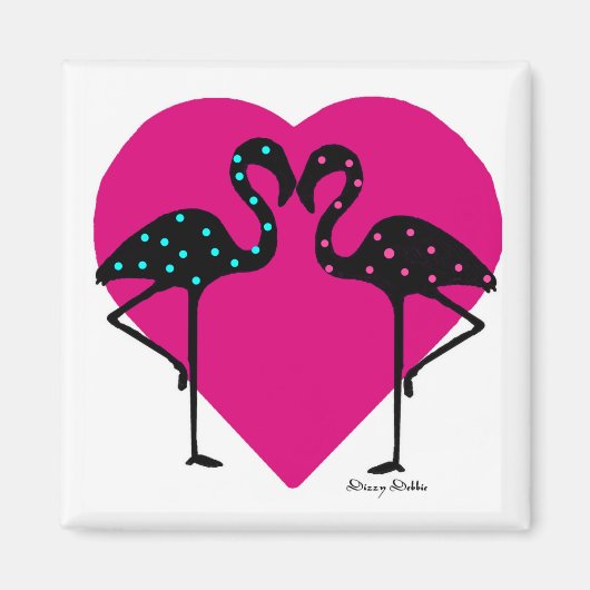 Flamingo liefhebbers magneet (Voorkant)