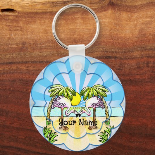 Flamingo-liefhebbers Sleutelhanger (Voorkant)