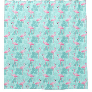 Flamingo Light Blue Douchegordijn