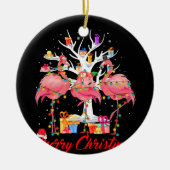 Flamingo Lights Santa Hat Sweater Tree Keramisch Ornament (Voorkant)