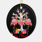 Flamingo Lights Santa Hat Sweater Tree Keramisch Ornament (Links)
