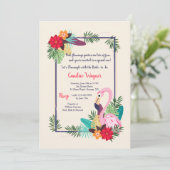 Flamingo Lijst Invitation Kaart (Staand voorkant)