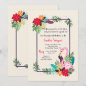 Flamingo Lijst Invitation Kaart (Voorkant / Achterkant)