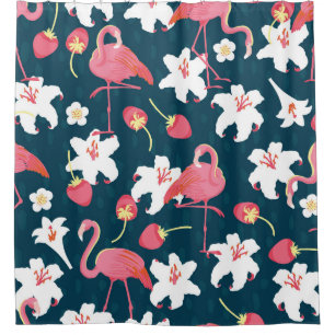 Flamingo Lilies: Tropisch  ontwerp. Douchegordijn