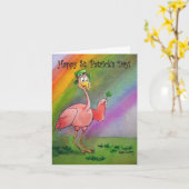Flamingo Line Happy St. Patrick's Day Lucky Irish Kaart (Gele Bloem)