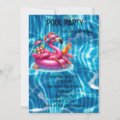 Flamingo loungen in roze zwembadbuis kaart (Voorkant)