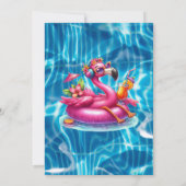 Flamingo loungen in roze zwembadbuis kaart (Achterkant)