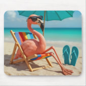 Flamingo loungen op een strandstoel muismat (Voorkant)