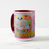 Flamingo Love bij Trailer Folk Art Mok (Voorkant links)