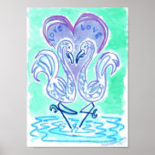Flamingo Love blue van Wendy C Allen Poster (Voorkant)