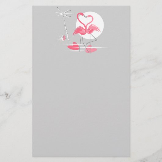 Flamingo Love-brede kantoorbenodigdheden Briefpapier (Voorkant)