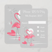 Flamingo Love bruiloft RSVP Kaart (Voorkant / Achterkant)