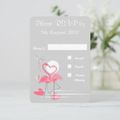 Flamingo Love bruiloft RSVP Kaart (Staand voorkant)