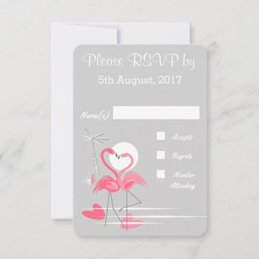 Flamingo Love bruiloft RSVP Kaart (Voorkant)