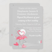 Flamingo Love bruiloft-uitnodiging Kaart (Voorkant / Achterkant)