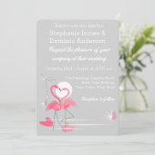 Flamingo Love bruiloft-uitnodiging Kaart (Staand voorkant)
