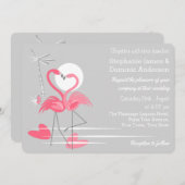 Flamingo Love bruiloft-uitnodiginglandschap Kaart (Voorkant / Achterkant)