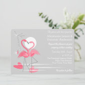 Flamingo Love bruiloft-uitnodiginglandschap Kaart (Staand voorkant)