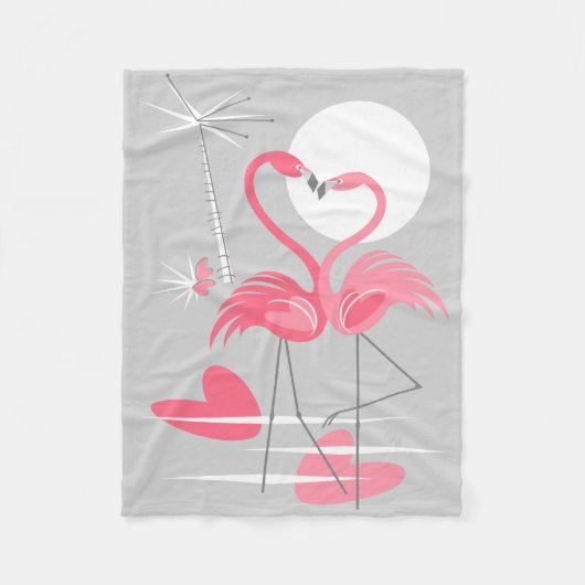 Flamingo Love fleece deken (Voorkant)