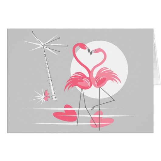 Flamingo Love-groetkaartlandschap (Voorkant Horizontaal)