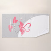 Flamingo Love Grote Maan badhanddoek verticaal (Badhanddoek)