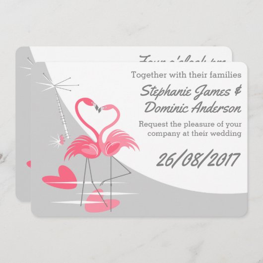 Flamingo Love Grote Maan dubbelzijdige tekst Kaart (Voorkant / Achterkant)