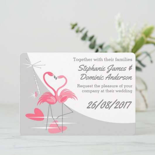 Flamingo Love Grote Maan dubbelzijdige tekst Kaart (Staand voorkant)