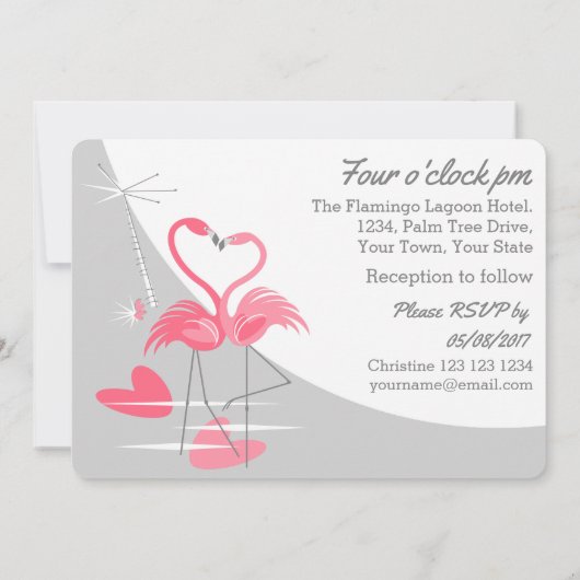 Flamingo Love Grote Maan dubbelzijdige tekst Kaart (Achterkant)